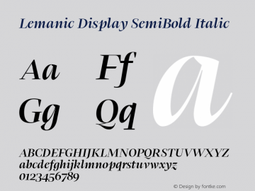 Lemanic Display SemiBold Italic Version 1.000 | web-ttf图片样张