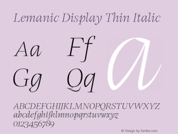 Lemanic Display Thin Italic Version 1.000 | web-ttf图片样张