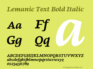 Lemanic Text Bold Italic Version 1.000 | web-ttf图片样张