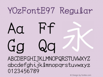 YOzFontE97 Regular Version 12.03 Font Sample