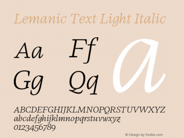 Lemanic Text Light Italic Version 1.000 | web-ttf图片样张