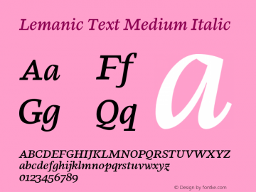 Lemanic Text Medium Italic Version 1.000 | web-ttf图片样张