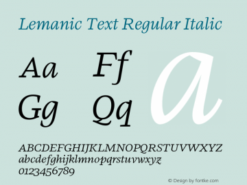 Lemanic Text Regular Italic Version 1.000 | web-ttf图片样张