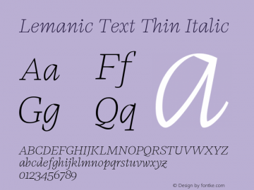 Lemanic Text Thin Italic Version 1.000 | web-ttf图片样张