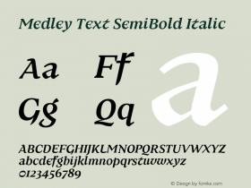 Medley Text SemiBold Italic Version 1.000 | web-ttf图片样张