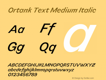Ortank Text Medium Italic Version 1.000 | web-ttf图片样张