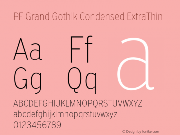 PF Grand Gothik Condensed ExtraThin Version 1.001 | web-ttf图片样张
