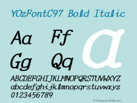 YOzFontC97 Bold Italic Version 12.03图片样张