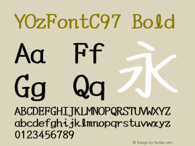 YOzFontC97 Bold Version 12.03 Font Sample