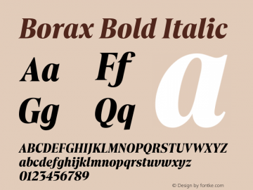 Borax Bold Italic Version 1.000图片样张