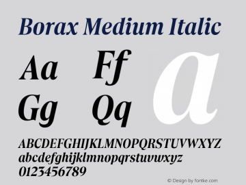 Borax Medium Italic Version 1.000图片样张