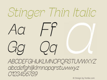 Stinger Thin Italic Version 1.006图片样张