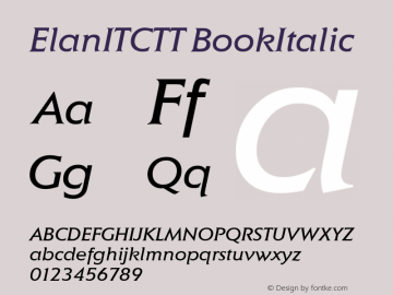 ElanITCTT BookItalic Version 1.00图片样张