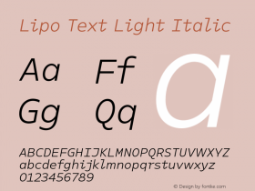 Lipo Text Light Italic Version 1.000 | FøM Fix图片样张