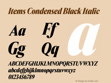 Items Condensed Black Italic Version 1.001 | FøM Fix图片样张
