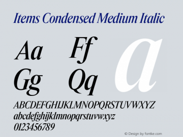 Items Condensed Medium Italic Version 1.001 | FøM Fix图片样张
