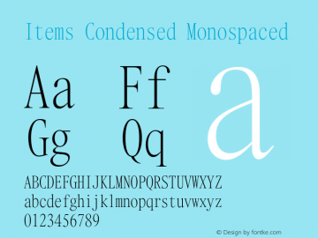 Items Condensed Monospaced Version 1.001 | FøM Fix图片样张