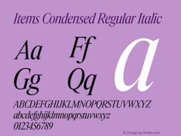 Items Condensed Regular Italic Version 1.001 | FøM Fix图片样张