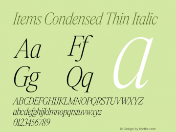Items Condensed Thin Italic Version 1.001 | FøM Fix图片样张