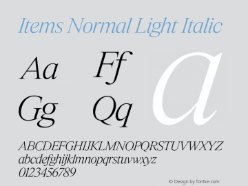 Items Normal Light Italic Version 1.001 | FøM Fix图片样张