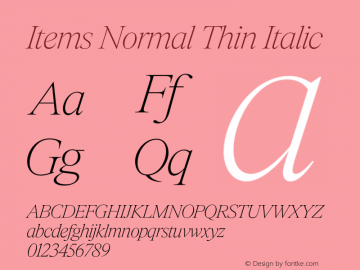 Items Normal Thin Italic Version 1.001 | FøM Fix图片样张