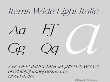 Items Wide Light Italic Version 1.001 | FøM Fix图片样张