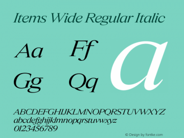 Items Wide Regular Italic Version 1.001 | FøM Fix图片样张