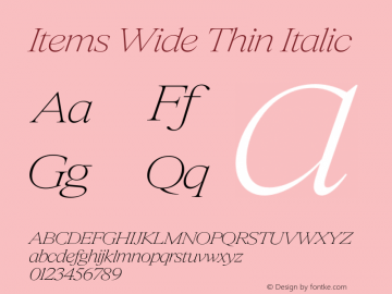 Items Wide Thin Italic Version 1.001 | FøM Fix图片样张