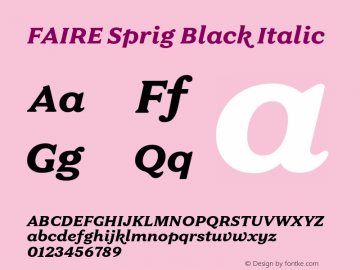 FAIRE Sprig Black Italic Version 1.000 | FøM Fix图片样张