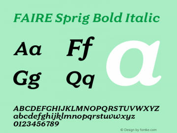 FAIRE Sprig Bold Italic Version 1.000图片样张