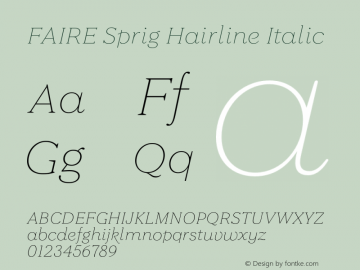 FAIRE Sprig Hairline Italic Version 1.000图片样张