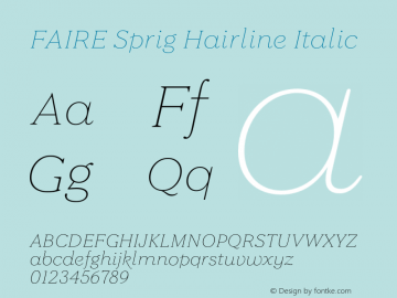 FAIRE Sprig Hairline Italic Version 1.000 | FøM Fix图片样张