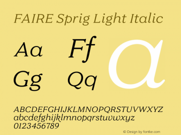 FAIRE Sprig Light Italic Version 1.000图片样张