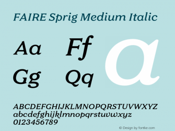 FAIRE Sprig Medium Italic Version 1.000 | FøM Fix图片样张