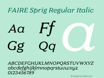 FAIRE Sprig Regular Italic Version 1.000 | FøM Fix图片样张