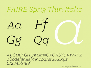 FAIRE Sprig Thin Italic Version 1.000图片样张