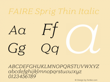 FAIRE Sprig Thin Italic Version 1.000 | FøM Fix图片样张