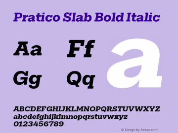 Pratico Slab Bold Italic Version 1.002;Glyphs 3.1.1 (3148)图片样张