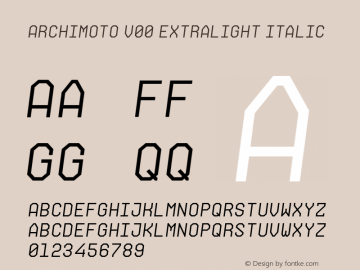 Archimoto V00 ExtraLight Italic Version 1.000 | FøM Fix图片样张