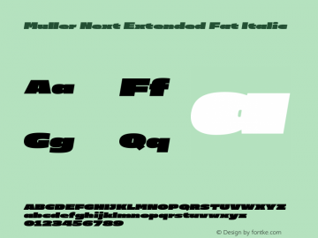 Muller Next Extended Fat Italic Version 2.000 | FøM Fix图片样张