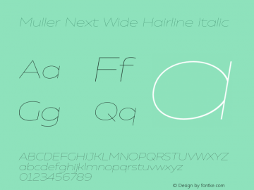 Muller Next Wide Hairline Italic Version 2.000 | FøM Fix图片样张