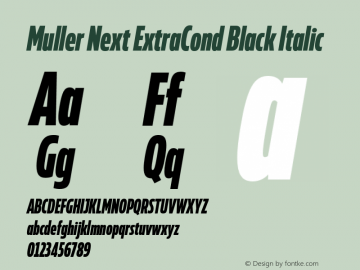 Muller Next ExtraCond Black Italic Version 2.000;Glyphs 3.1.1 (3140)图片样张