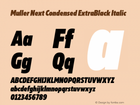 Muller Next Condensed ExtraBlack Italic Version 2.000;Glyphs 3.1.1 (3140)图片样张
