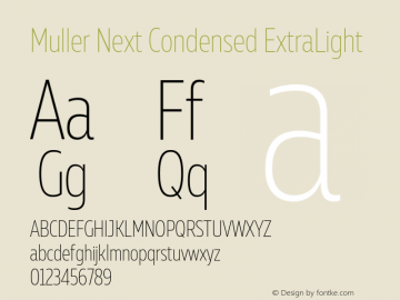 Muller Next Condensed ExtraLight Version 2.000;Glyphs 3.1.1 (3140)图片样张