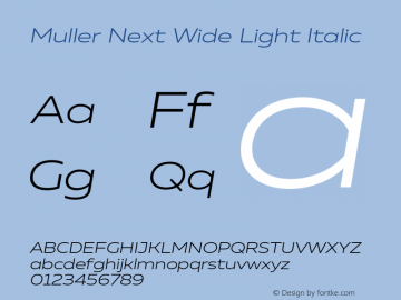 Muller Next Wide Light Italic Version 2.000;Glyphs 3.1.1 (3140)图片样张