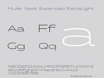 Muller Next Extended ExtraLight Version 2.000;Glyphs 3.1.1 (3140)图片样张