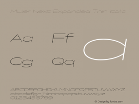 Muller Next Expanded Thin Italic Version 2.000;Glyphs 3.1.1 (3140)图片样张