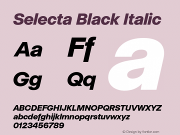 Selecta Black Italic Version 1.001;hotconv 1.0.109;makeotfexe 2.5.65596图片样张