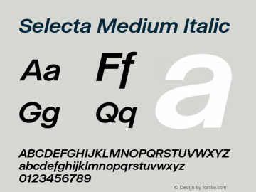 Selecta Medium Italic Version 1.001;hotconv 1.0.109;makeotfexe 2.5.65596图片样张