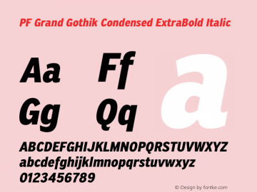 PF Grand Gothik Condensed ExtraBold Italic Version 1.001 | web-otf图片样张
